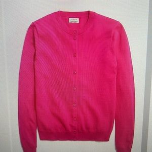 I Crew Factory Sweet Fuschia Classic cotton cardigan sweater and shell NWT.